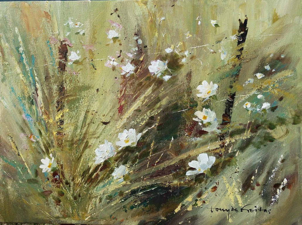 RIVERBEND GALLERY 45x60cm Cosmos along the Fence